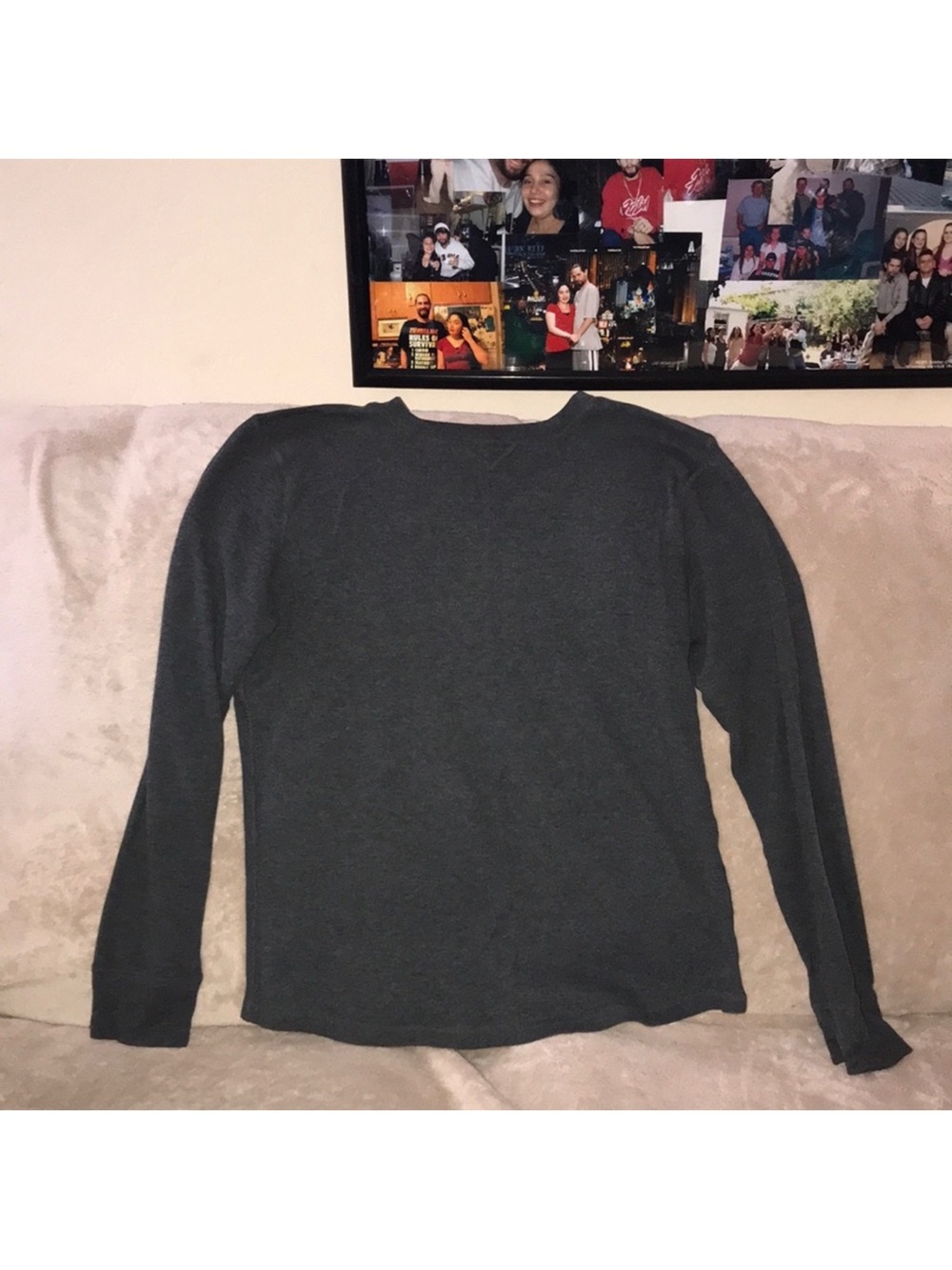 Hanes Men's Long-Sleeve Crew Neck large thermal Shirt - Charcoal Gray